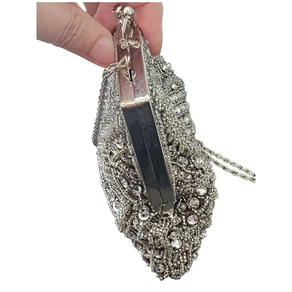 NWOT Black/Silver Crystal Beaded Handbag - La Regale